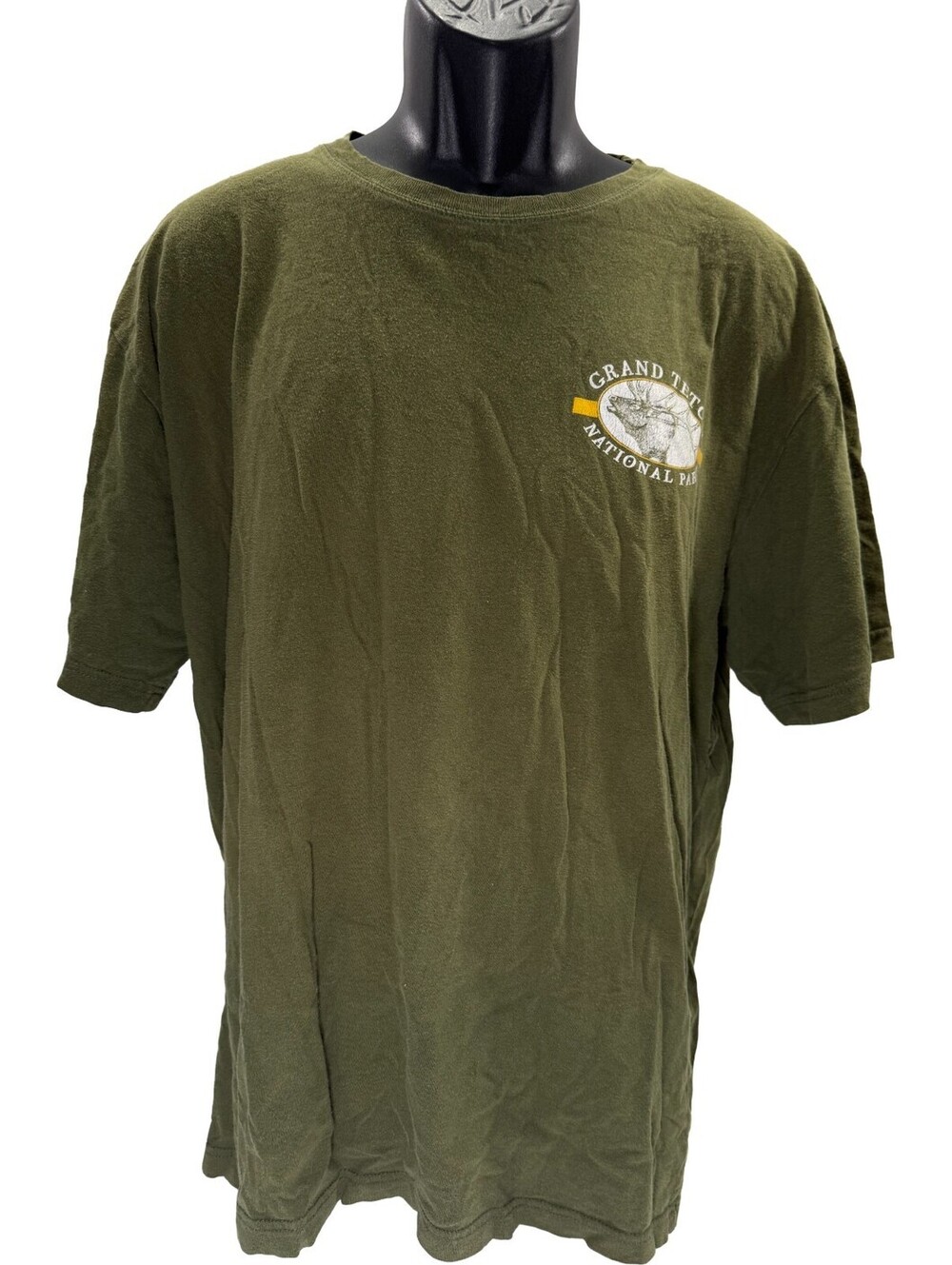 VTG Grand Teton National Park T-Shirt XL Ouray Sportswear Green Elk Graphic Tee